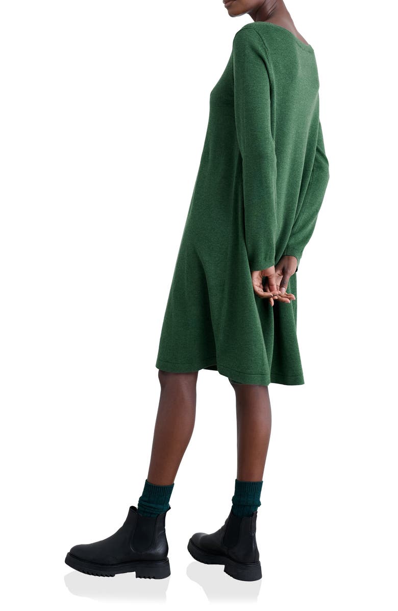 Seasalt Cornwall Long Sleeve Organic Cotton A-Line Sweater Dress, Alternate, color, Evergreen