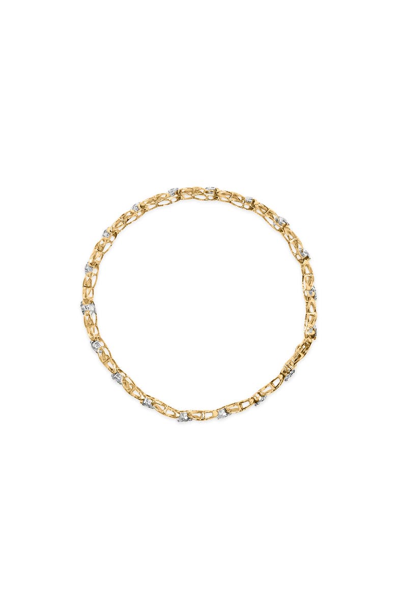 Haus of Brilliance 10K White Gold 1.00 Cttw Diamond Floral Cluster and X-Link 7.25" Bracelet, Alternate, color, White