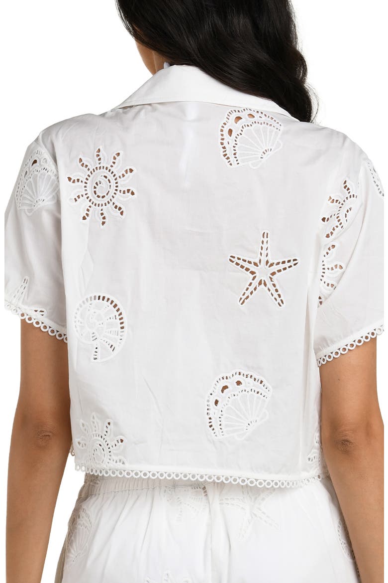 Bayside Crop Stretch Cotton Cover-Up Shirt, Alternate, color, WHITE