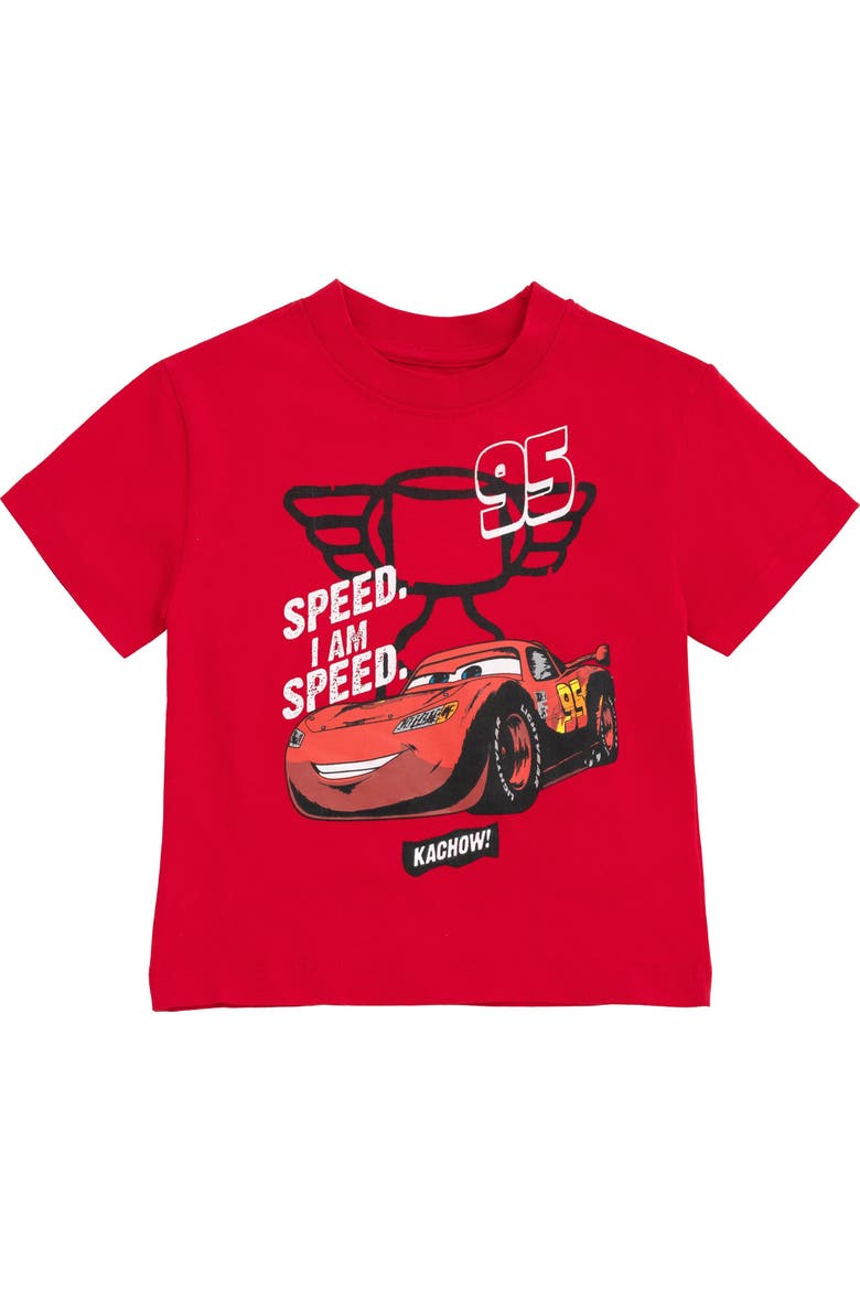 Cars Lightning McQueen T-Shirt and Plaid Shorts Set, Alternate, color, Lightning McQueen Red