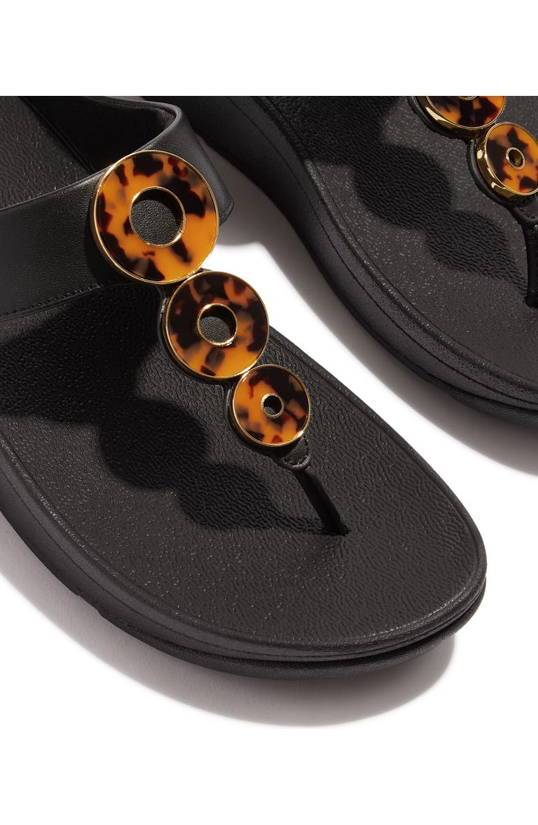 FitFlop Fino Resin Hoop Lea Sandal, Alternate, color, All Black