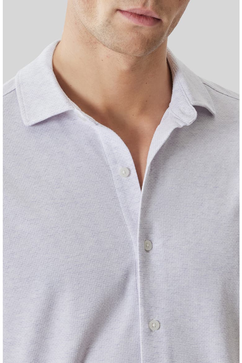 Keyes Slim Fit Microprint Short Sleeve Knit Button-Up Shirt, Alternate, color, LAVENDER WHISPER