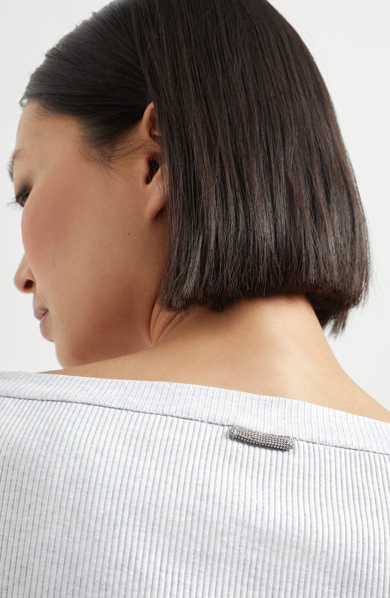 Brunello Cucinelli Sparkling jersey T-shirt, Alternate, color, Silver