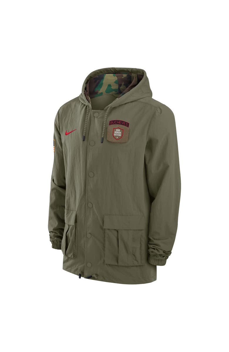 Nike Men's Nike Olive Ohio State Buckeyes 2024 Military Appreciation Full-Snap Hoodie Military Jacket, Alternate, color, Olive