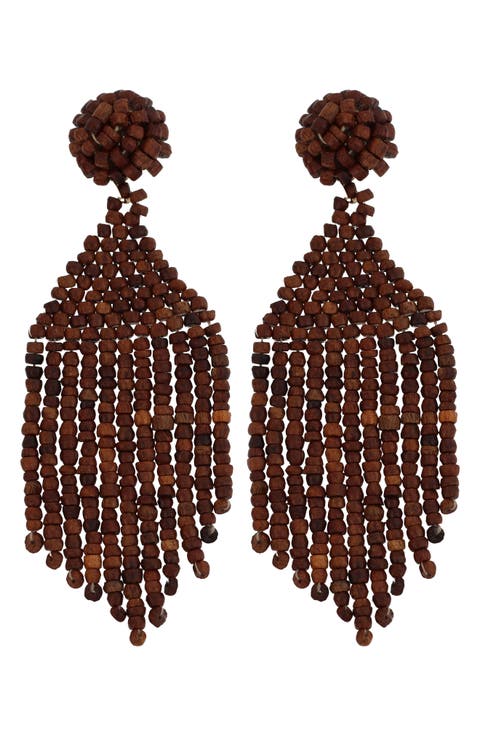 Beaded Fringe Drop Earrings