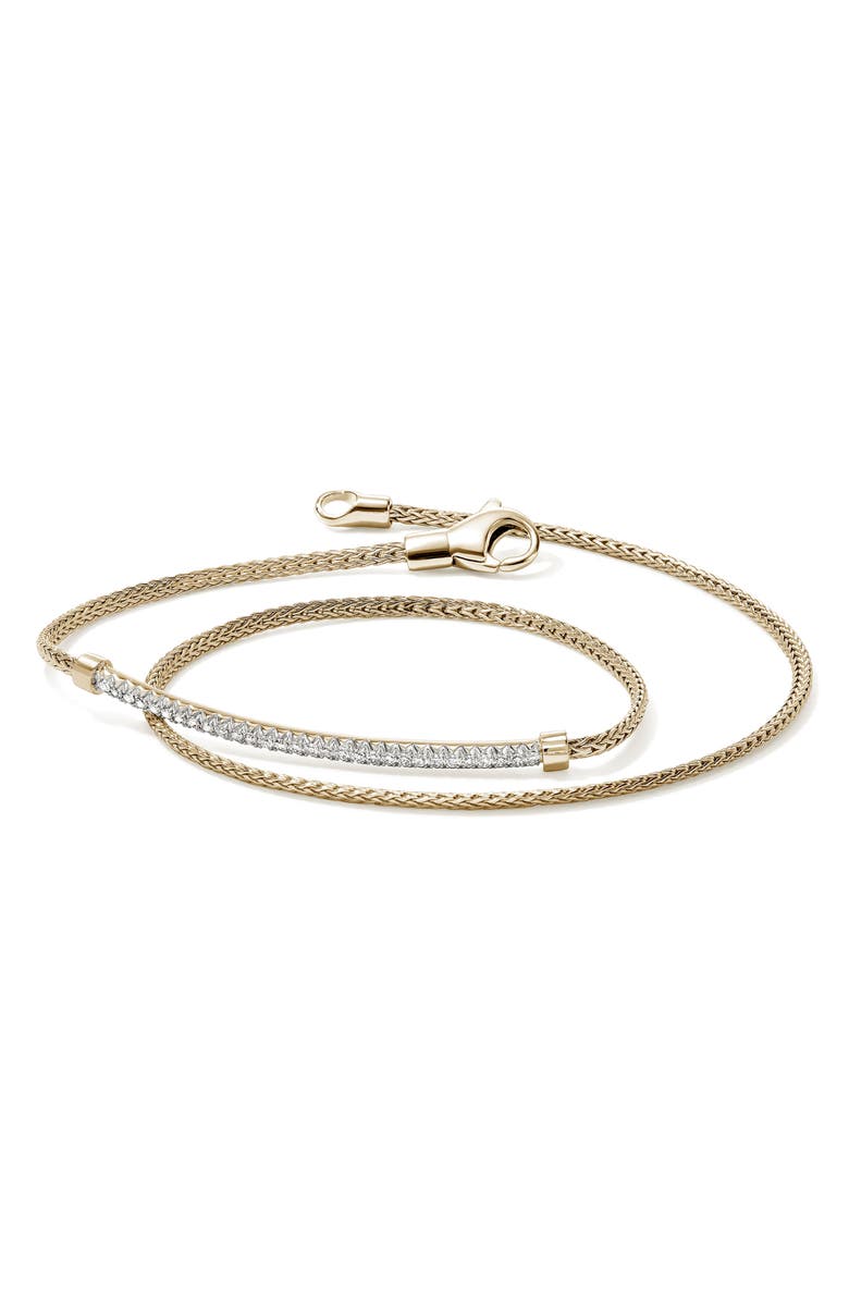 John Hardy JH Essential Pavé Wrap Bracelet, Gold, Diamonds, 1.8mm, Alternate, color, 14K Gold