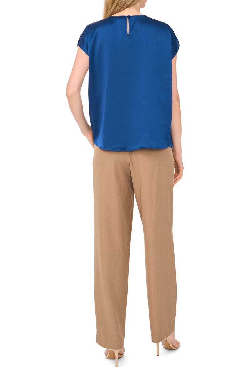 Shirred Satin Top, Alternate, color, ESTATE BLUE