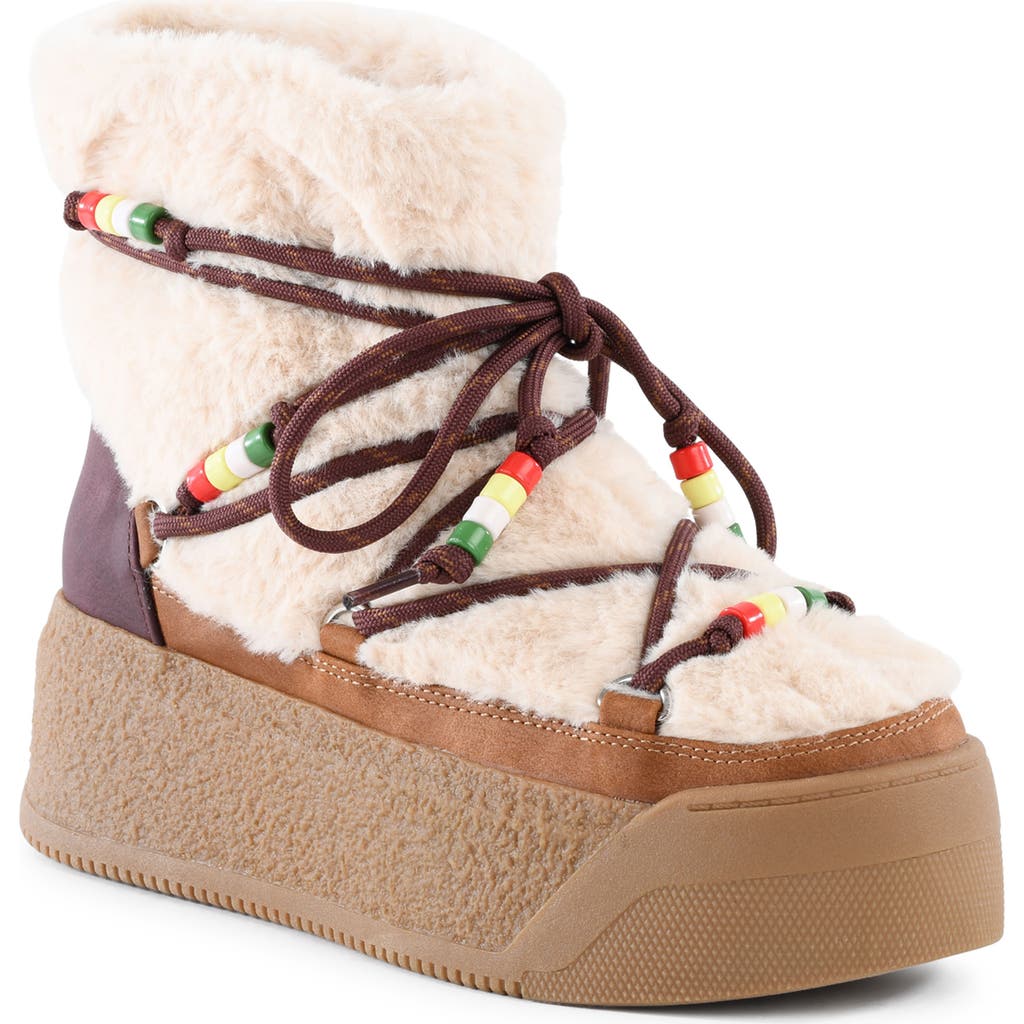 Bc Footwear Sitka Faux Shearling Platform Bootie In Animal Print