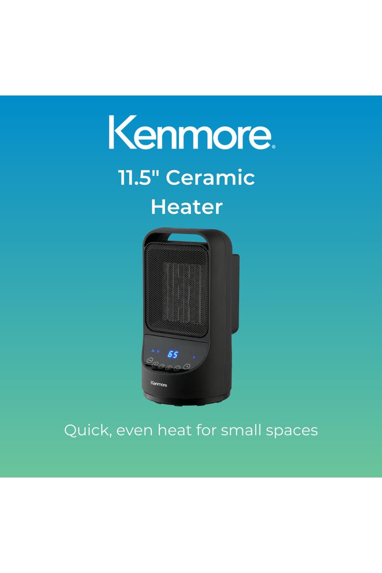 11.5 Inch Portable Ceramic Black Space Heater, Alternate, color, Black