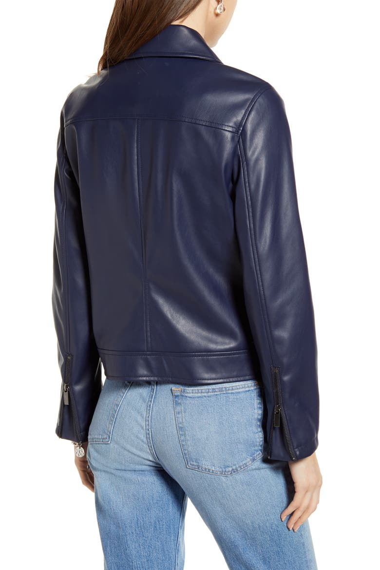 Boxy Faux Leather Jacket (Nordstrom Exclusive), Alternate, color, NAVY NIGHT