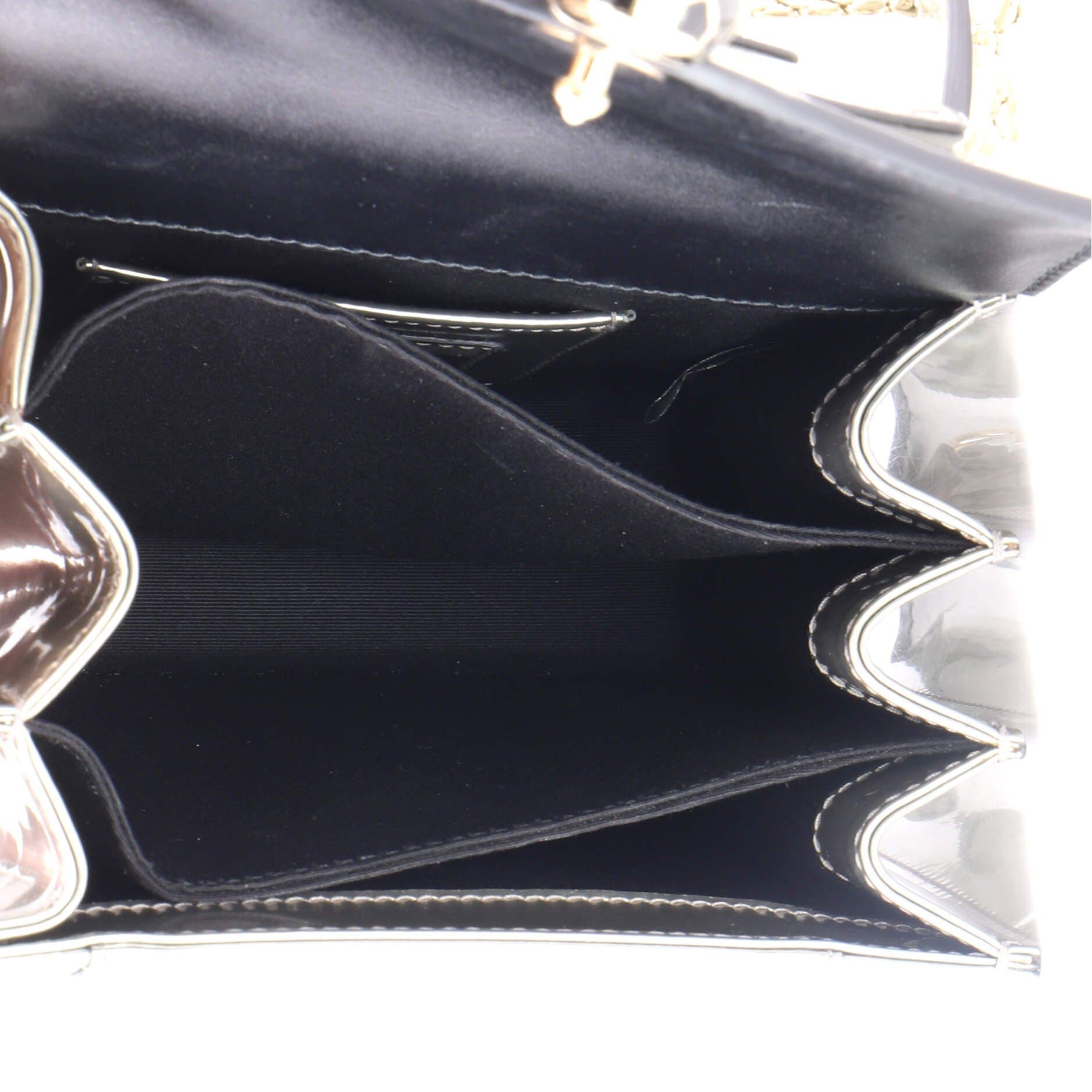 Serpenti Top Handle Bag Patent Small, Alternate, color, Metallic Silver