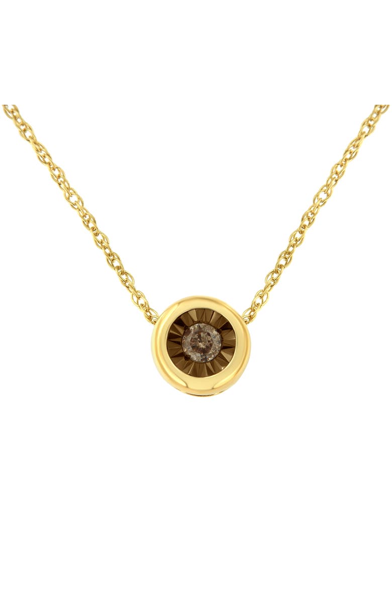 Haus of Brilliance Silver 1/10 Carat Diamond 18" Round Miracle-Plate Two-Tone Pendant Necklace, Main, color, Yellow Gold Over Silver