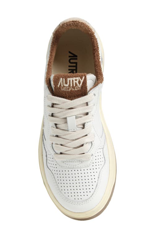 Autry Low Top Sneaker Perforated Detailing In Brown/white