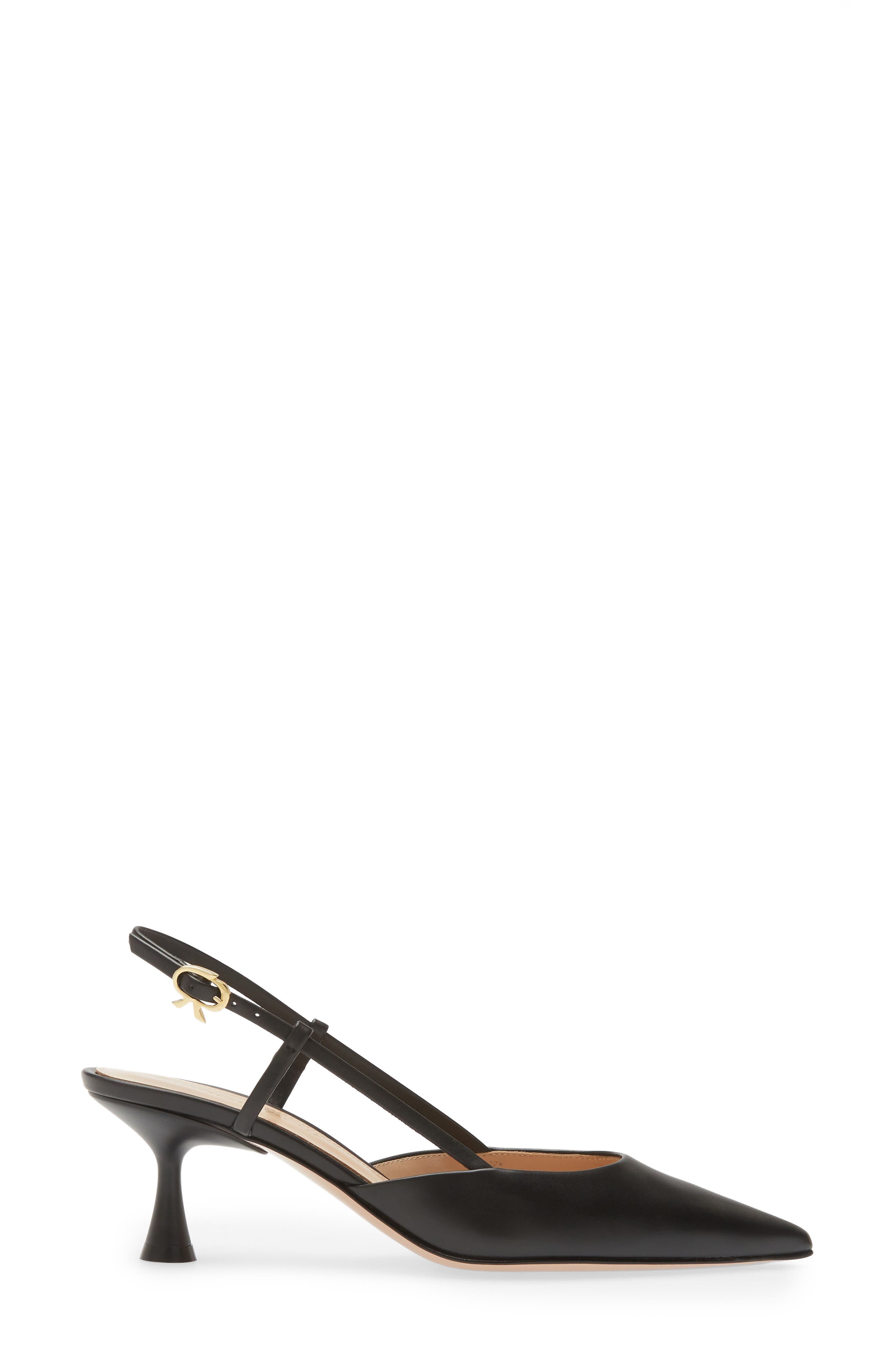 Gianvito Rossi Kitten Heel Slingback Pointed Toe Pump, Alternate, color, Black
