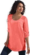 Roaman's Textured Lace Trimmed Tunic