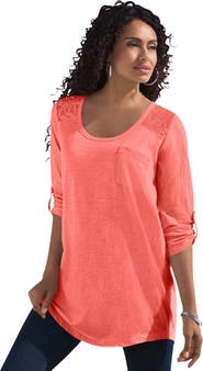 Roaman's Textured Lace Trimmed Tunic