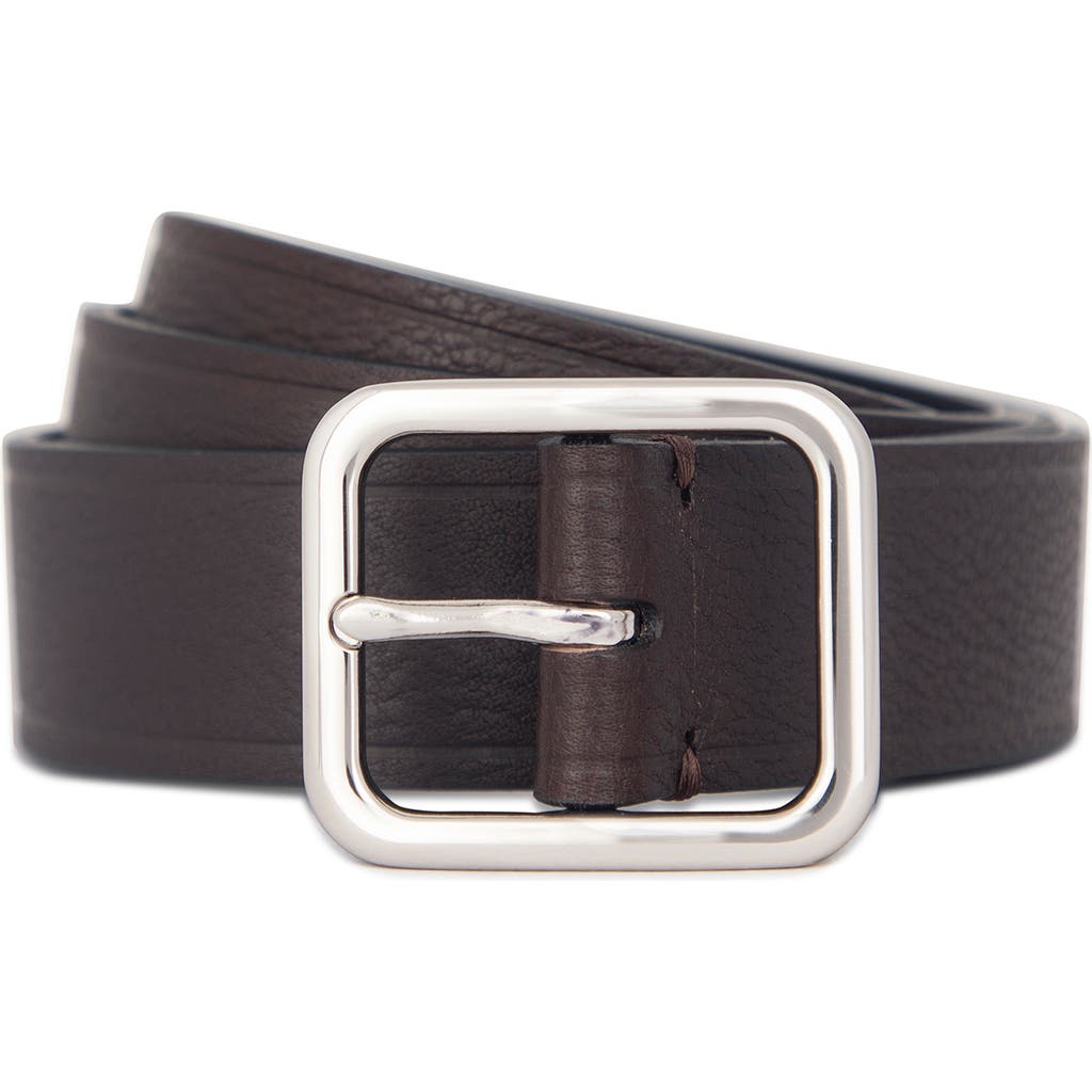 Vince Pebbled Leather Belt In Chocolate