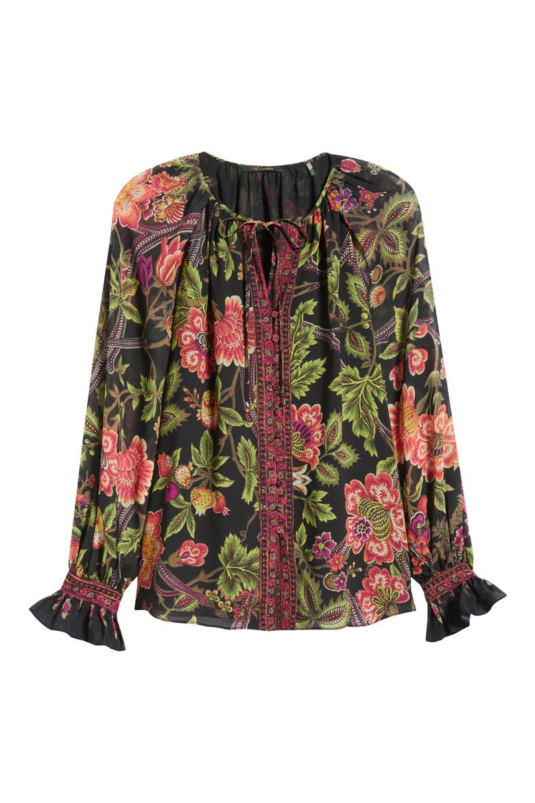 Shahar Floral Print Woven Shirt, Alternate, color, BLACK MULTI