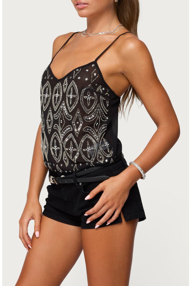 Kaleesy Beaded Camisole, Alternate, color, BLACK