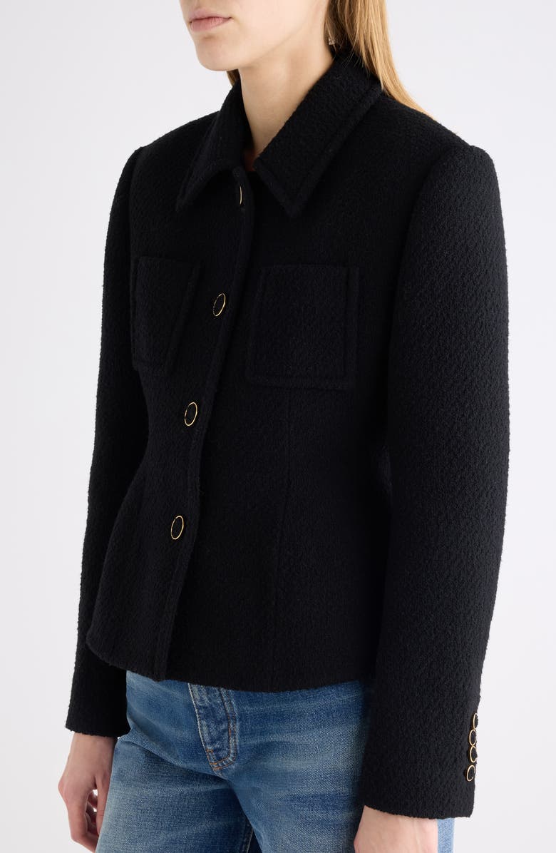 Chloé Wool Blend Bouclette Blazer, Alternate, color, Black