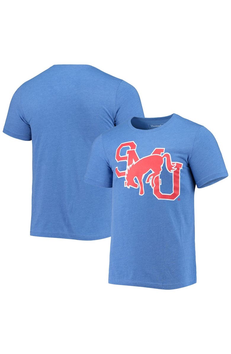 HOMEFIELD Men's Homefield Heathered Royal SMU Mustangs Vintage Logo T-Shirt, Main, color,