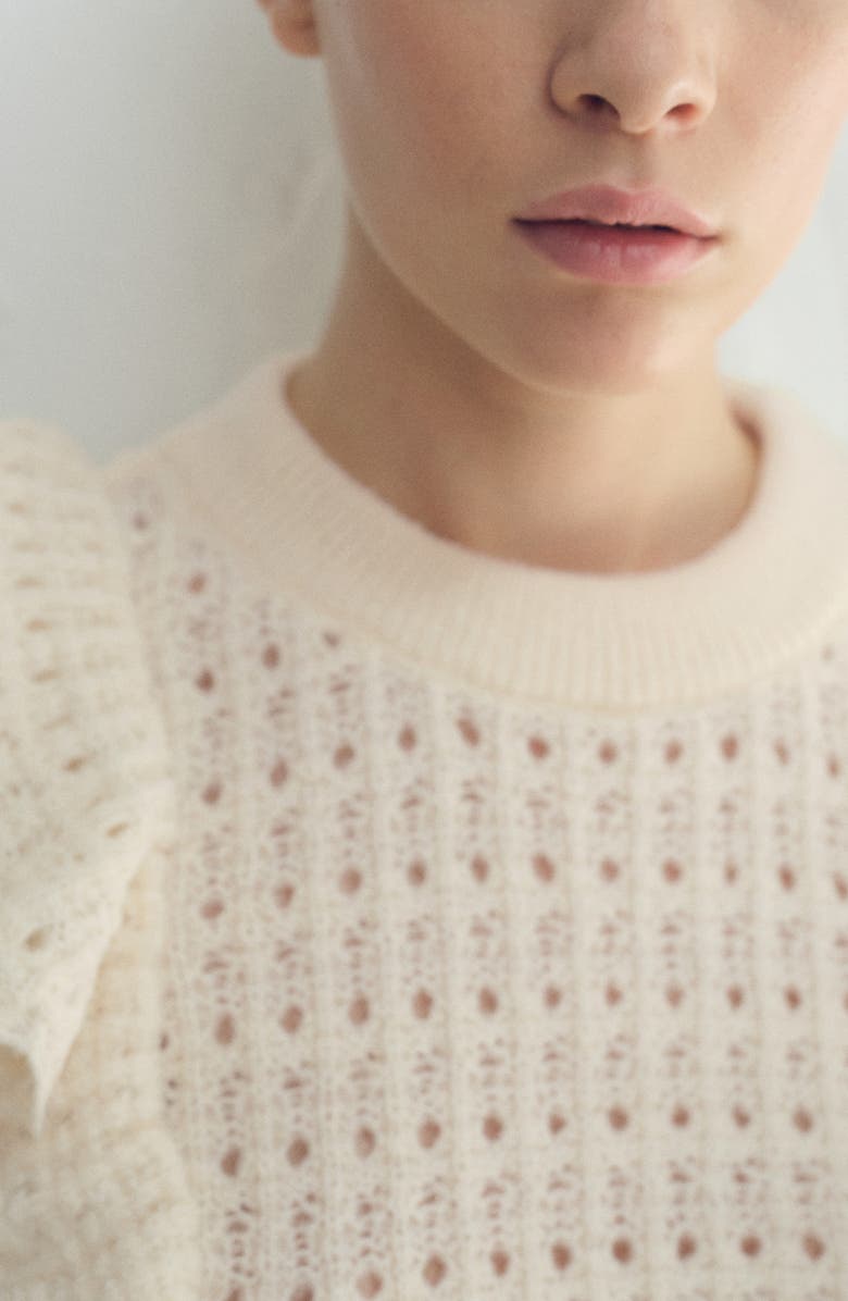 MANGO Openwork Sweater, Alternate, color, Ecru