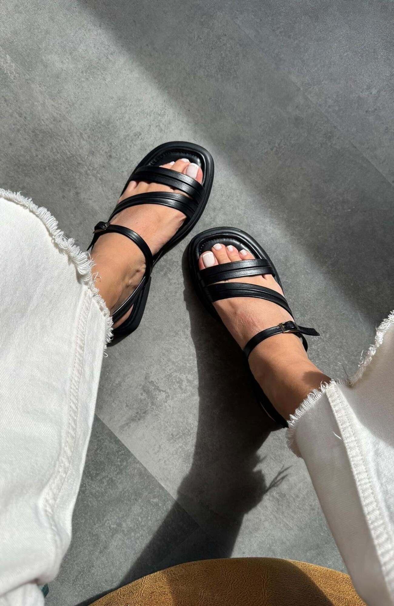 Forever & Always Shoes Cesar Leather Sandals, Alternate, color, Black Leather