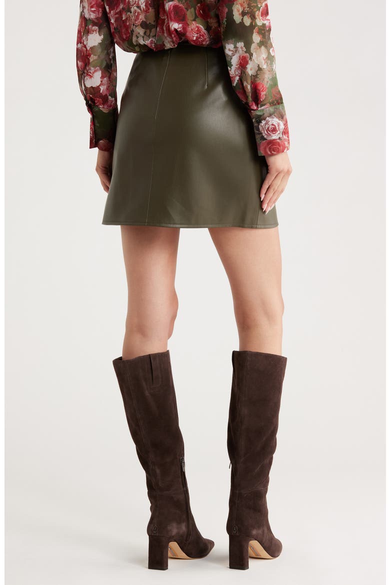 Truman Snap Faux Leather Miniskirt, Alternate, color, ARMY