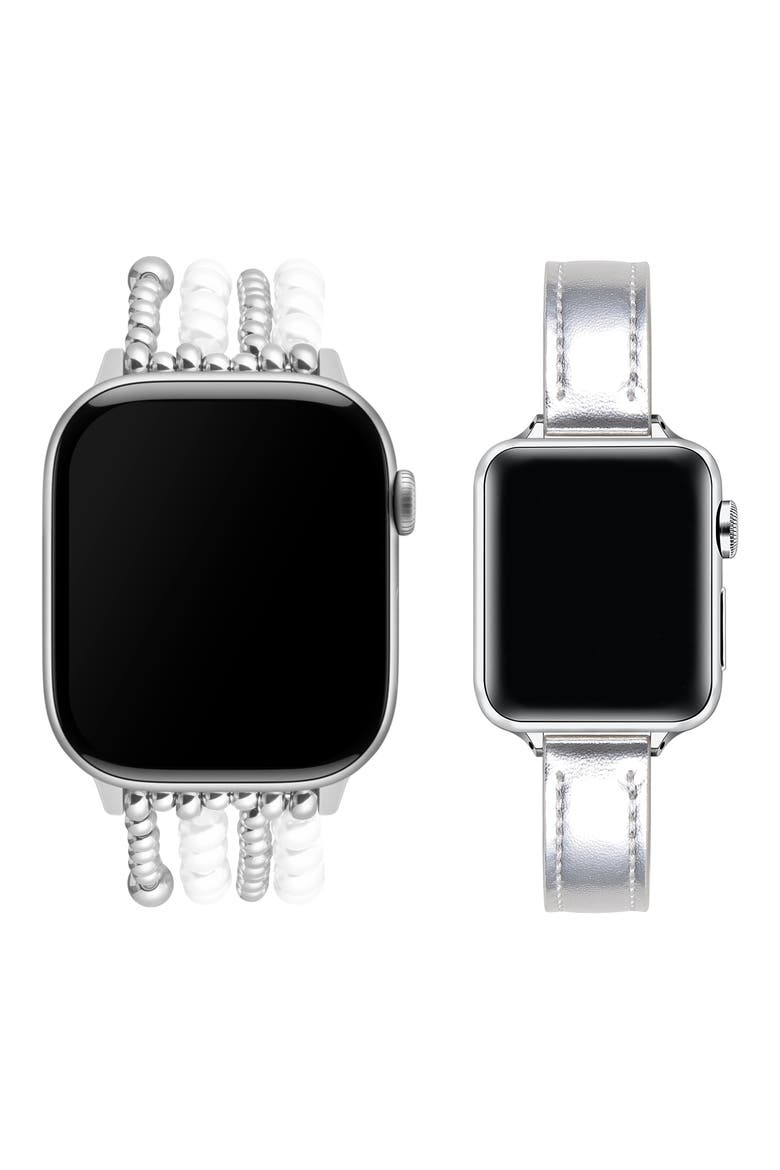 Carmen Penny 2-Pack Apple Watch® Watchbands, Alternate, color, SILVER
