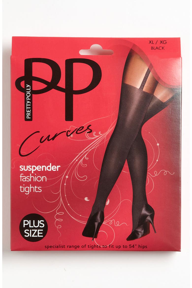 'Curves - Suspender' Tights, Alternate, color, BLACK