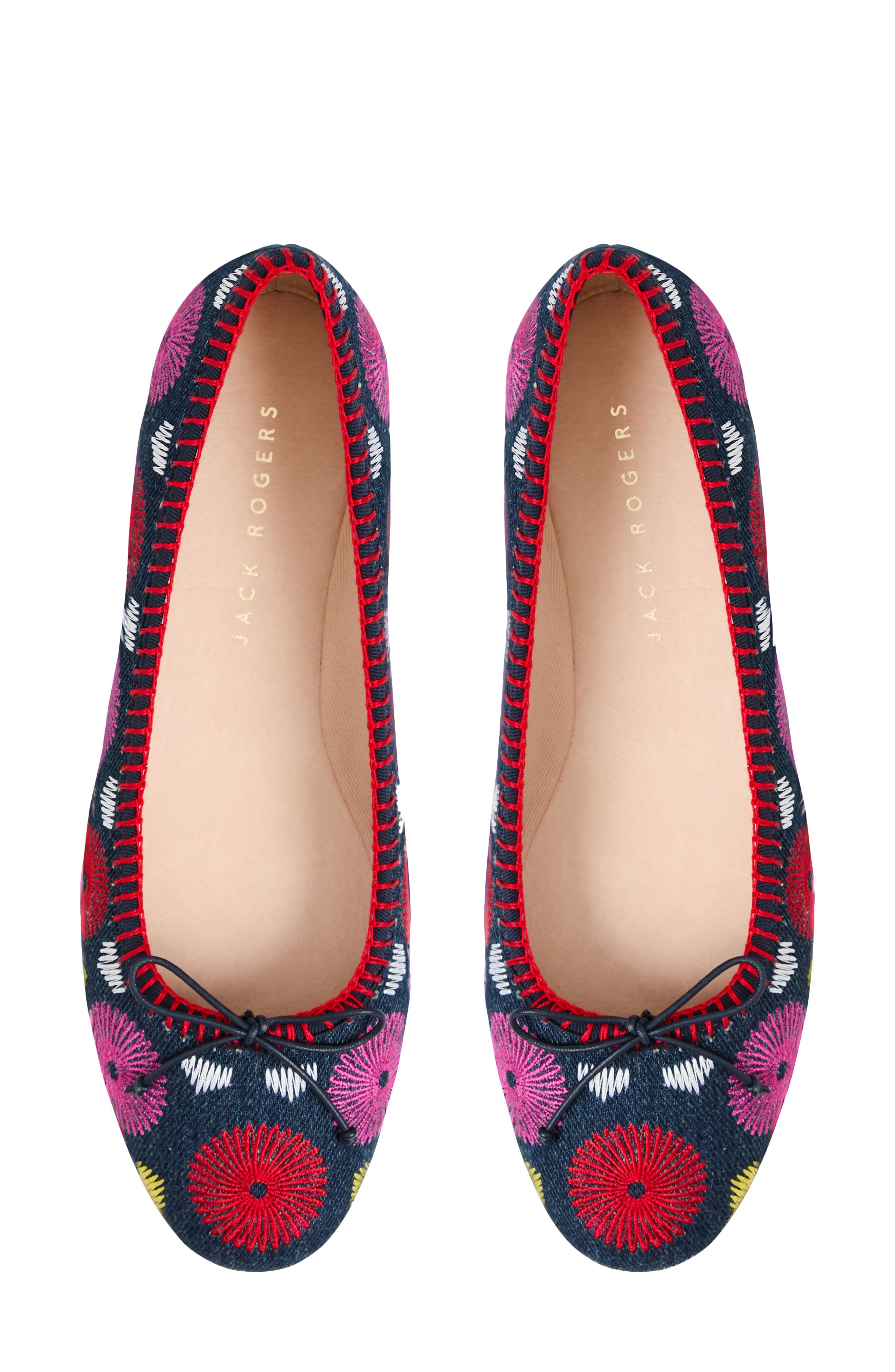 Jack Rogers Bettie Embroidered Flower Ballet Flat, Alternate, color, Blue Multi