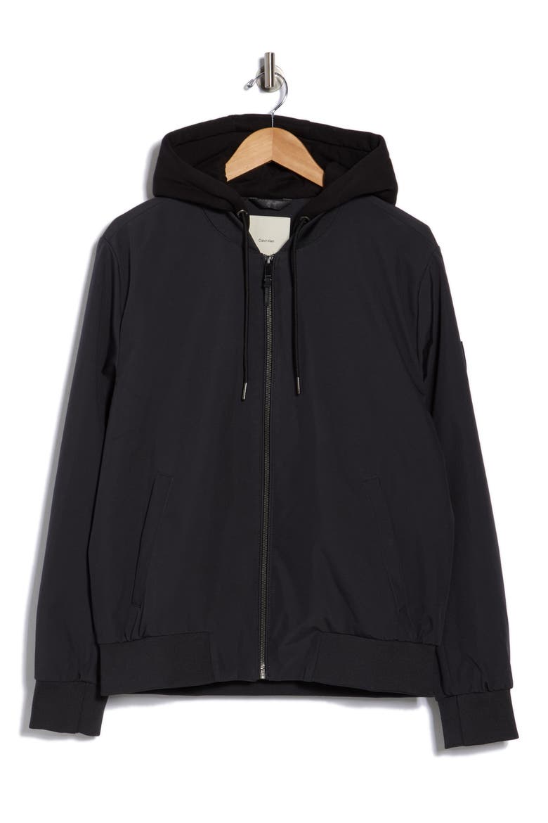 Softshell Knit Bomber Hoodie, Alternate, color, IRON
