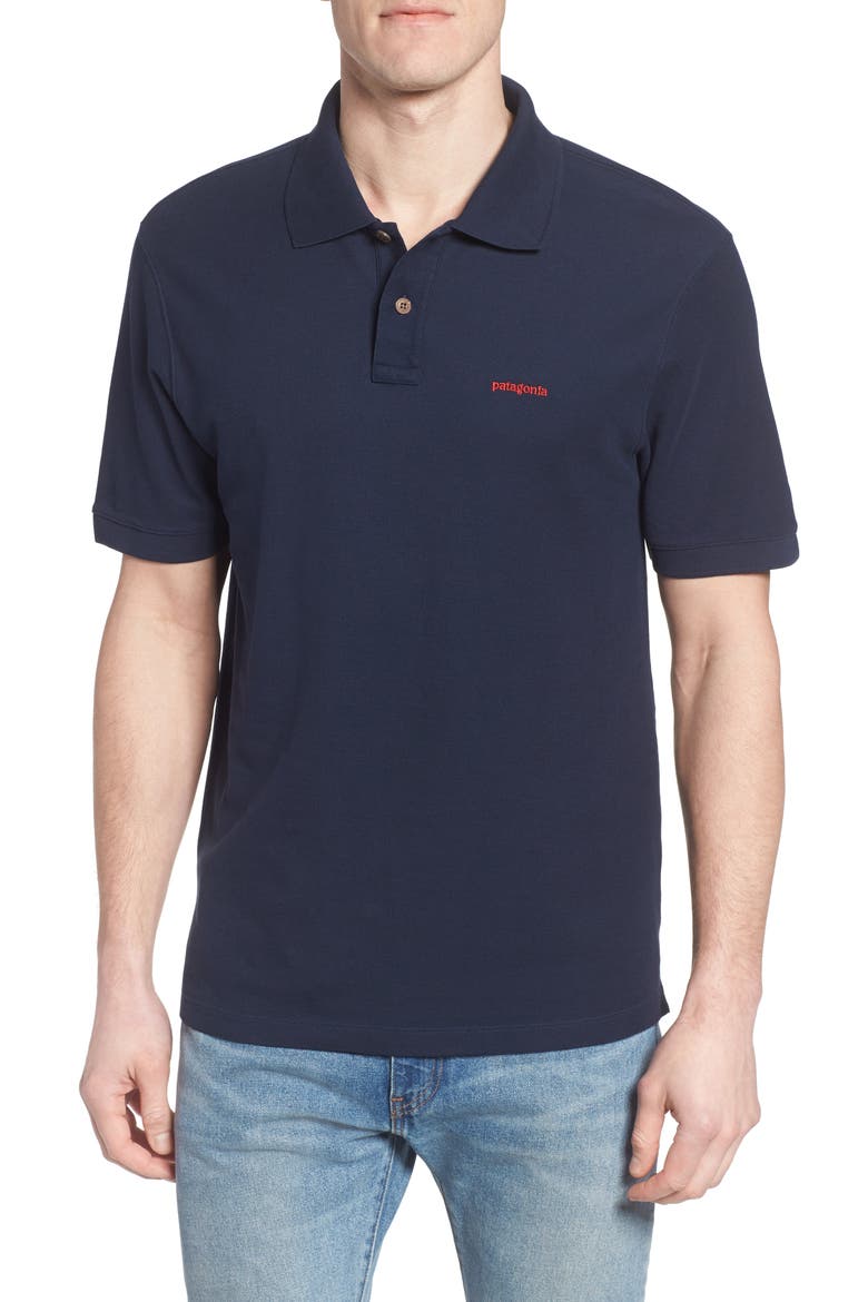 Belwe Relaxed Fit Piqué Polo, Main, color, NAVY BLUE