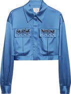 Cinq à Sept Damoni Gemstone Crop Satin Jacket