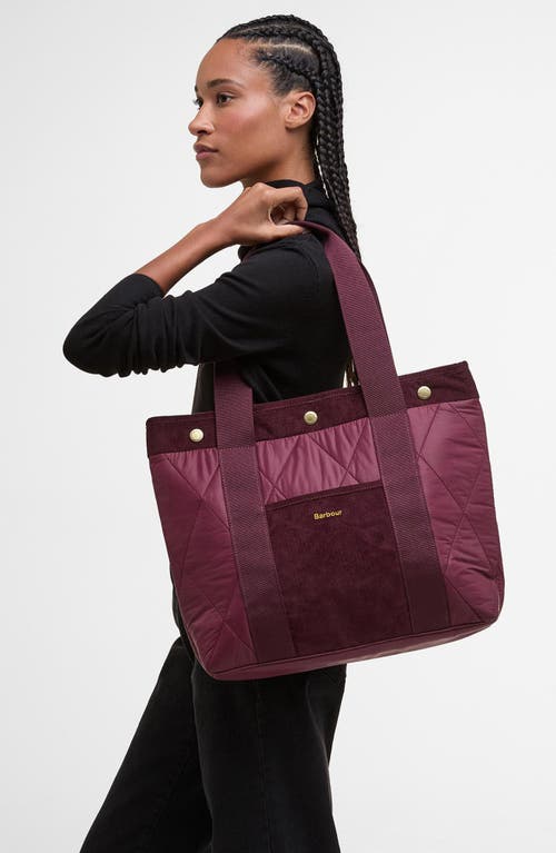 Barbour Healy Mixed Media Tote In Burgundy