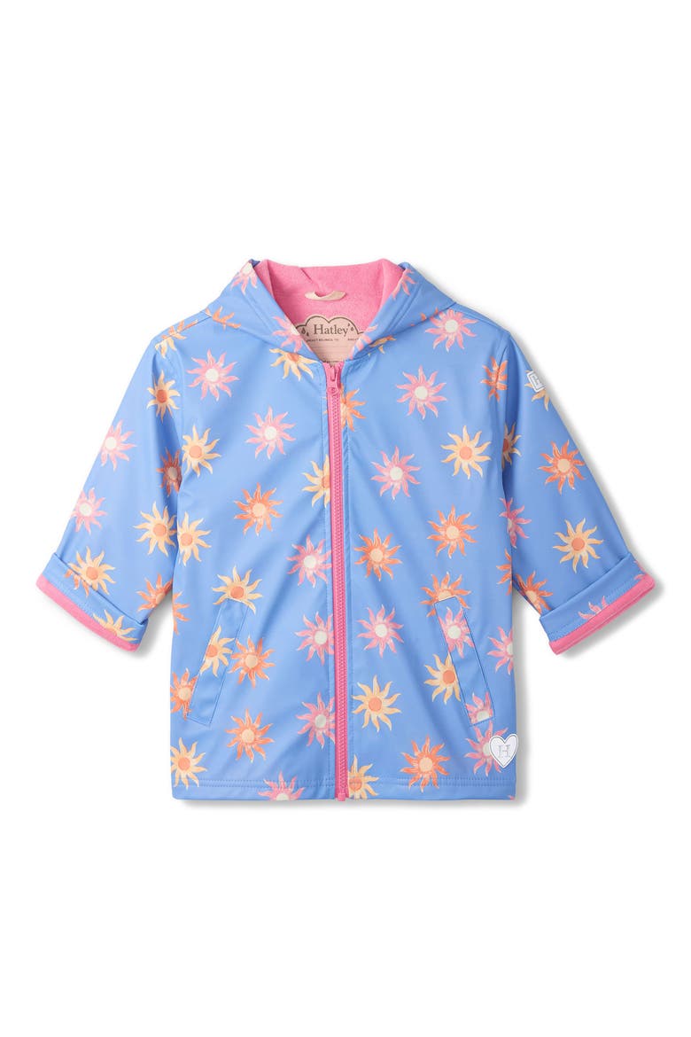 Kids' Faded Suns Waterproof Hooded Raincoat, Main, color, BLUE