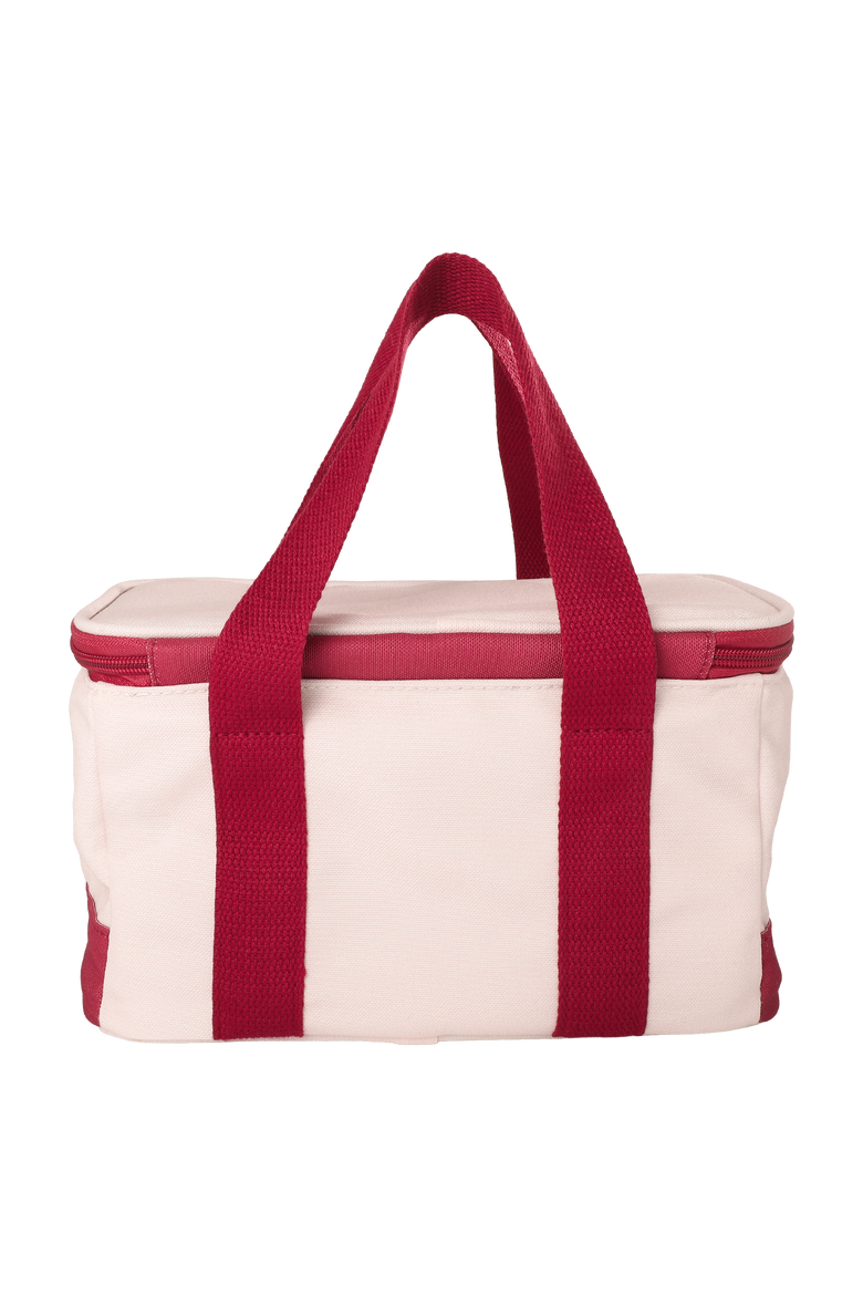 Rectangular Small Cooler Bag Insulated 1.5 Gal, Canvas Soft Cooler with Tote Handles and Zip Closure, Alternate, color, Cranberry
