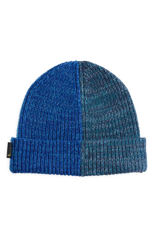 Waste Yarn Project Kaja Colorblock One Of A Kind Beanie In Tonal Blue