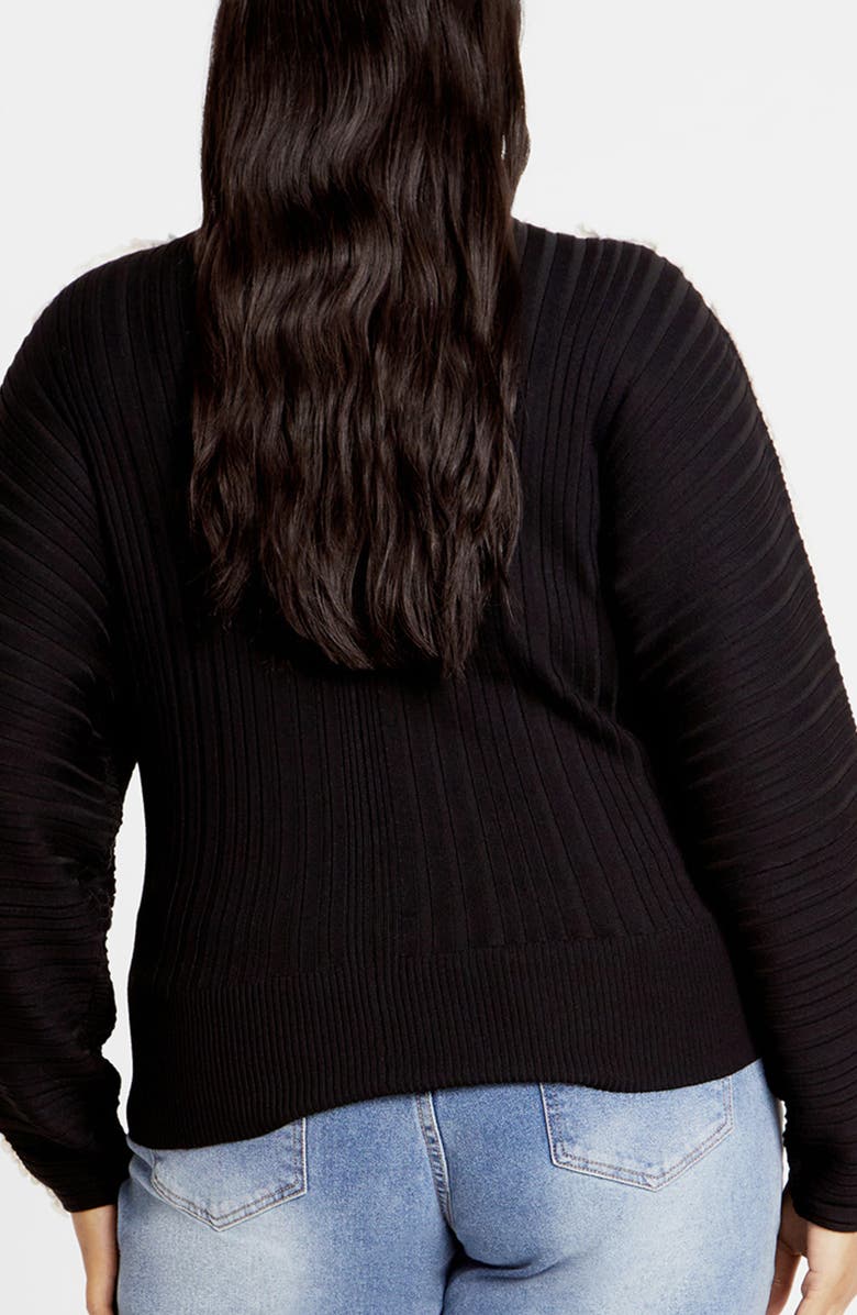 City Chic Miranda Funnel Neck Sweater, Alternate, color, Black