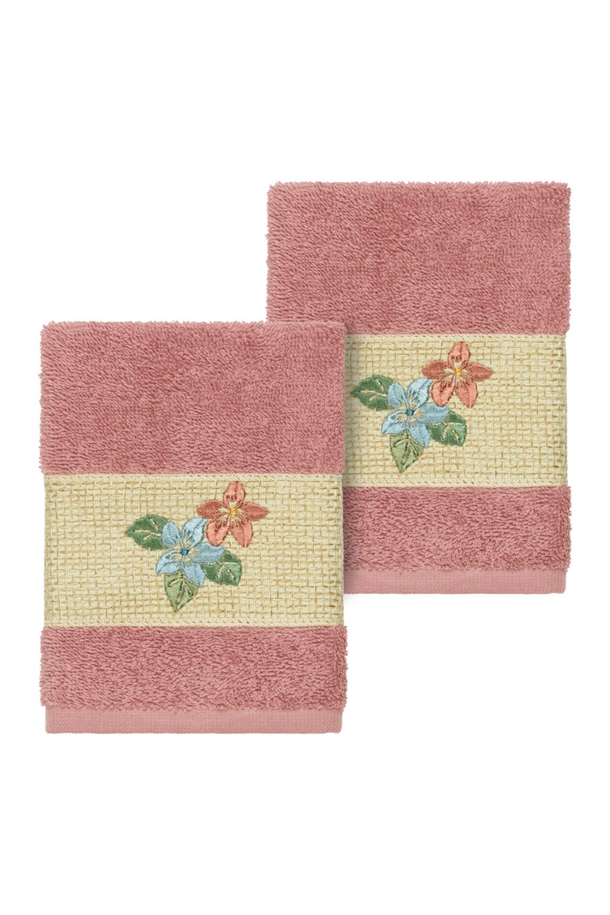 Linum Home Textiles Tea Rose Caroline Embellished Washcloth - Set of 2 ...
