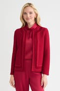 Misook Hertiage Tonal Crochet Trim Knit Jacket