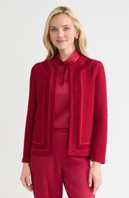Misook Hertiage Tonal Crochet Trim Knit Jacket