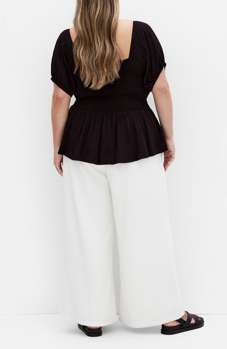 City Chic Ebony Tie Neck Peplum Top, Alternate, color, 