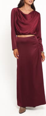 Petal & Pup Catherine Satin Crop Top & Maxi Skirt Set