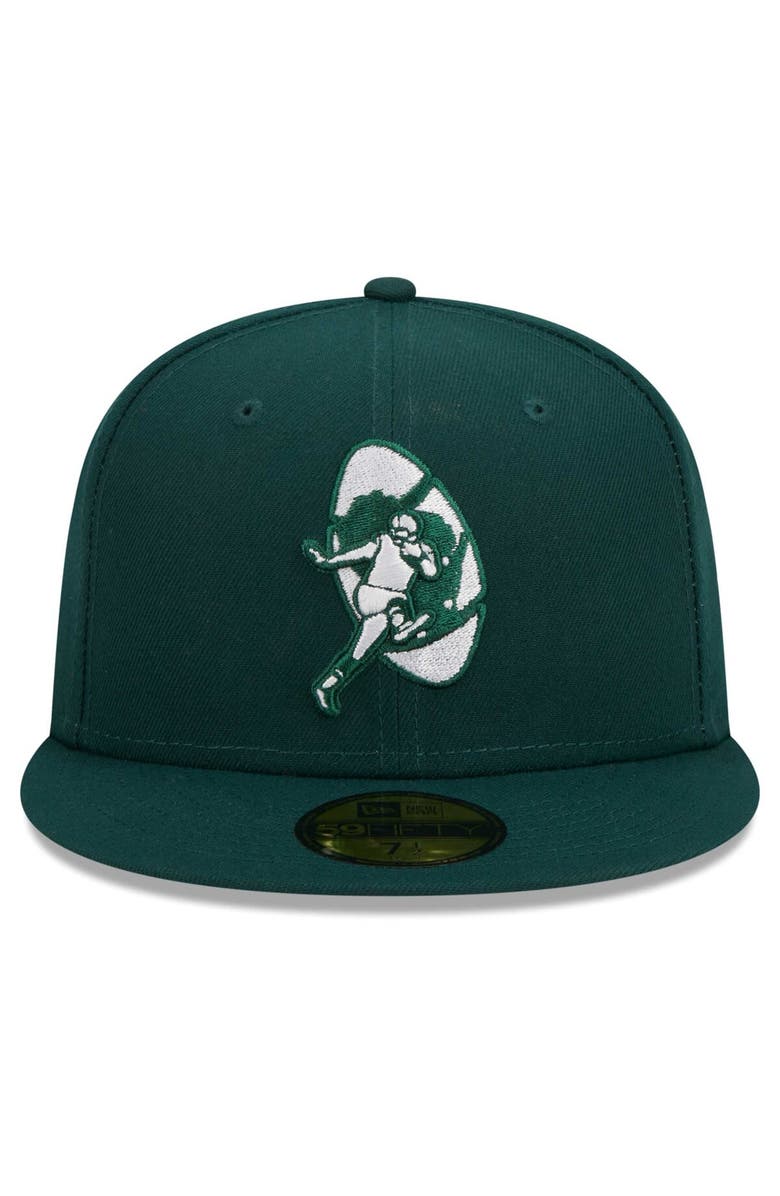 New Era Men's New Era Green Green Bay Packers Throwback Main 59FIFTY Fitted Hat, Alternate, color,