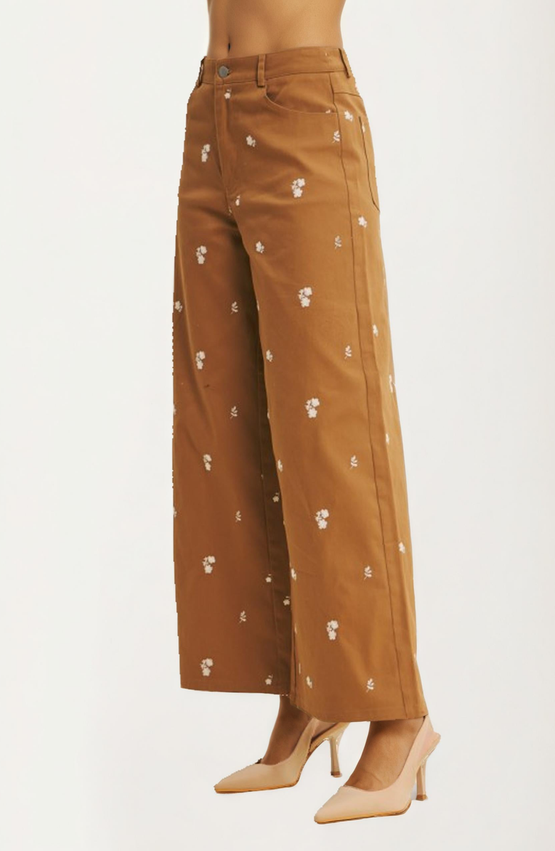 Knit and Lounge Delicate Embroidered Floral Wide-Leg Cropped Pants, Alternate, color, 