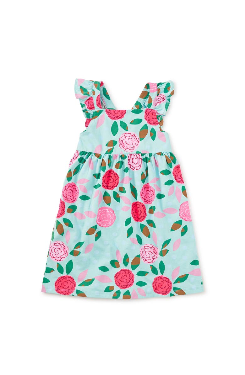 Tea Collection Ruffle Strap Dress, Main, color, Spinning Carnations