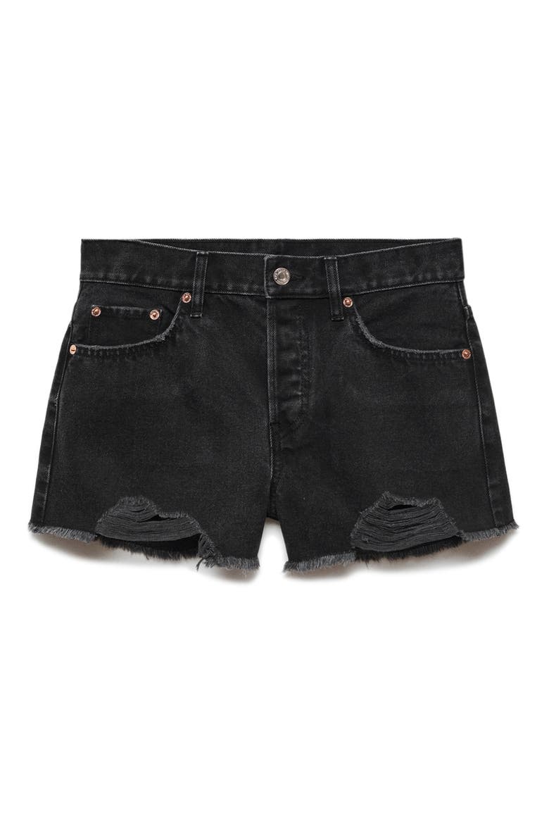 Cutoff Denim Shorts, Main, color, BLACK