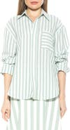 Alexia Admor Tammi Oversize Stripe Boyfriend Button-Up Shirt