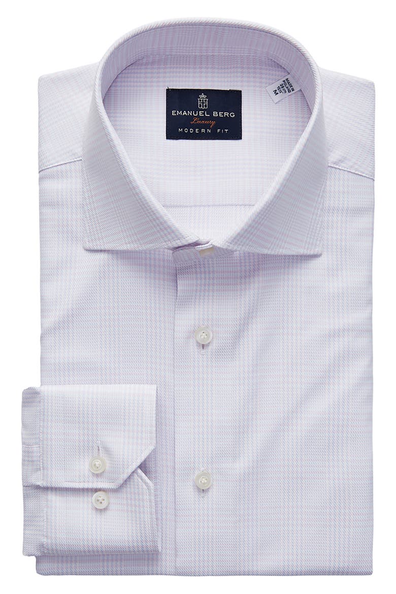 Modern Fit Check Cotton Dress Shirt, Alternate, color, LIGHT PASTEL PINK